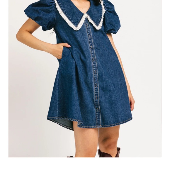 Zoco Poppy Collared Puff Sleeve Mini Dress - Picture 2 of 3